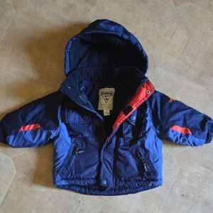 OshKosh B'gosh Navy and Red Hooded Puffer Jacket